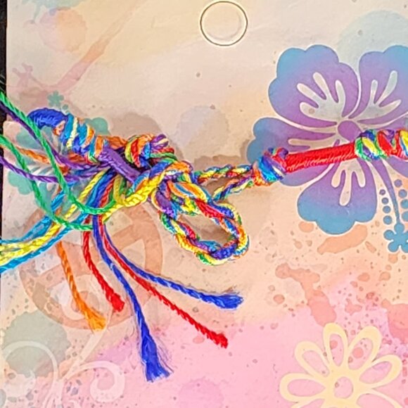 Novelty Inc Next Generation Silver Tone Peace Sun Symbols on Yarn Ankle Bracelet - Picture 5 of 16